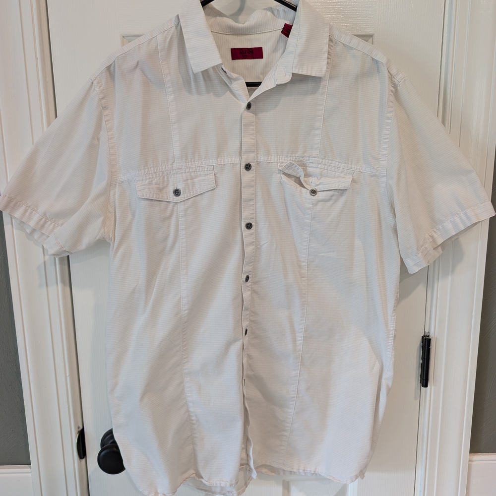 Alfani Men's Cream Short Sleeve Button Down Shirt